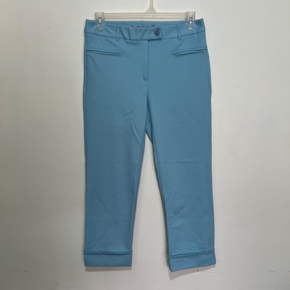 Betabrand Cropped Cuffed Pants Size L Petite in Sky Blue Color - Picture 2 of 9